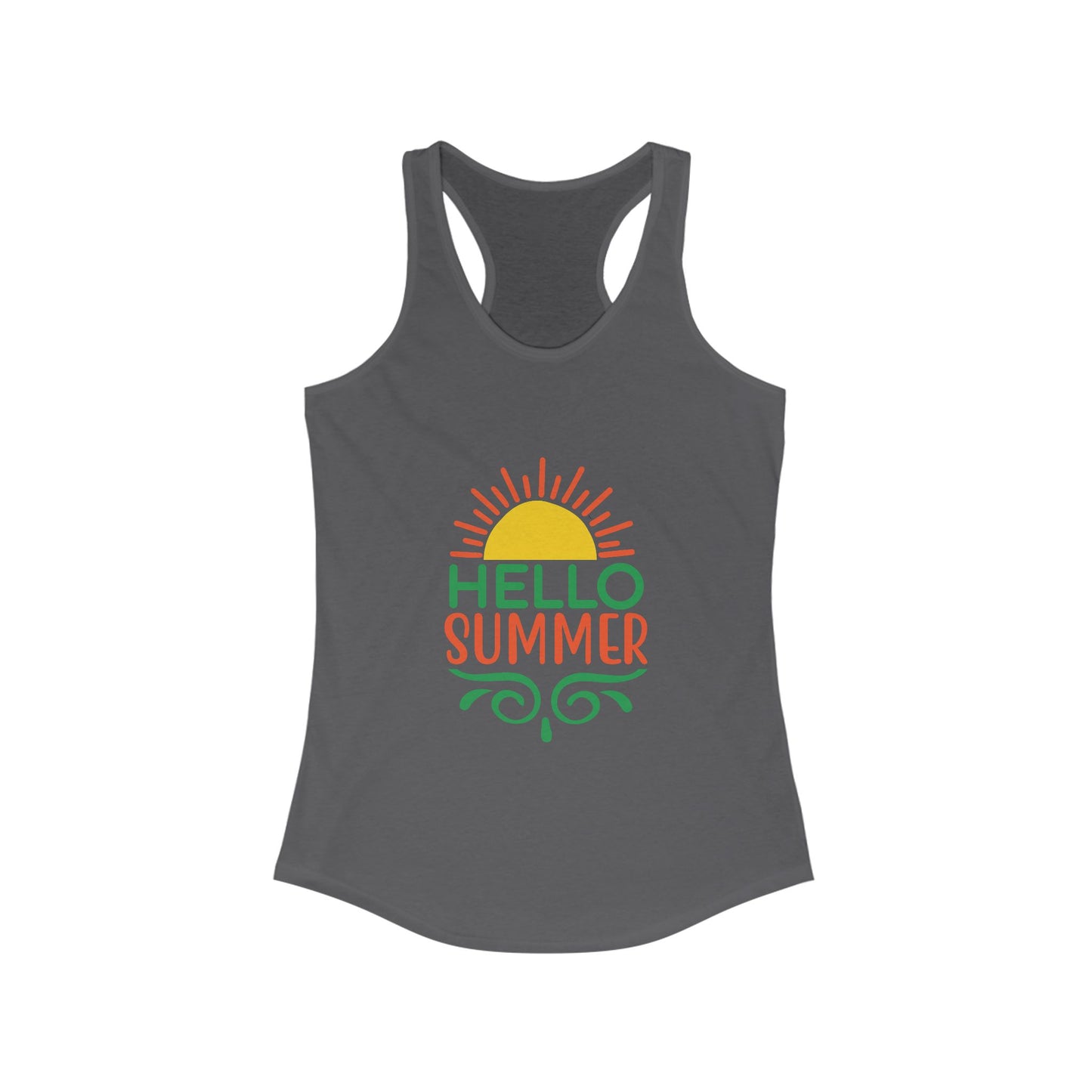 Hello Summer Women's Racerback Tank Top, Summer Vibes, Beachwear, Pool Party, Gift for Her, Vacation Style