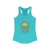 Hello Summer Women's Racerback Tank Top, Summer Vibes, Beachwear, Pool Party, Gift for Her, Vacation Style