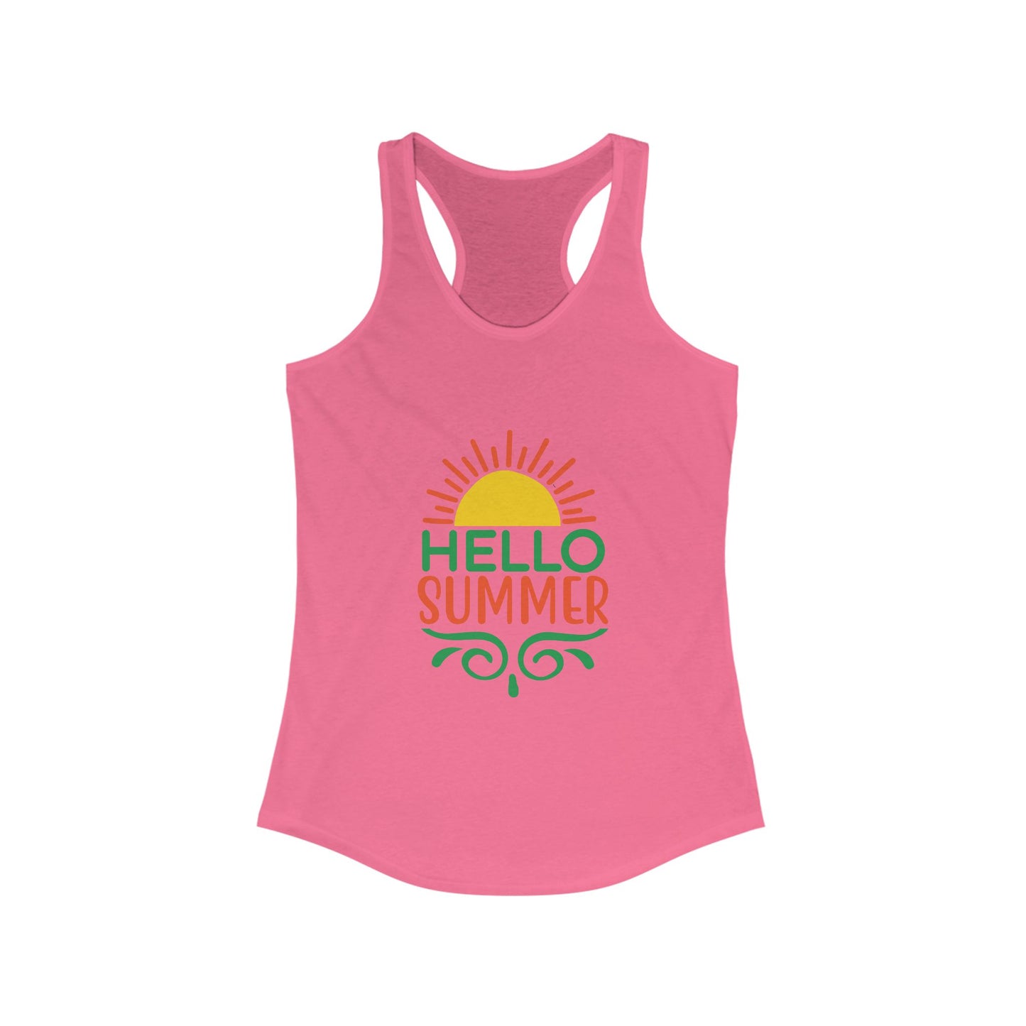 Hello Summer Women's Racerback Tank Top, Summer Vibes, Beachwear, Pool Party, Gift for Her, Vacation Style