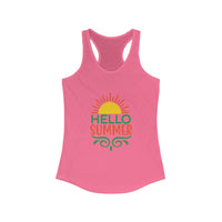 Hello Summer Women's Racerback Tank Top, Summer Vibes, Beachwear, Pool Party, Gift for Her, Vacation Style