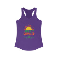 Hello Summer Women's Racerback Tank Top, Summer Vibes, Beachwear, Pool Party, Gift for Her, Vacation Style