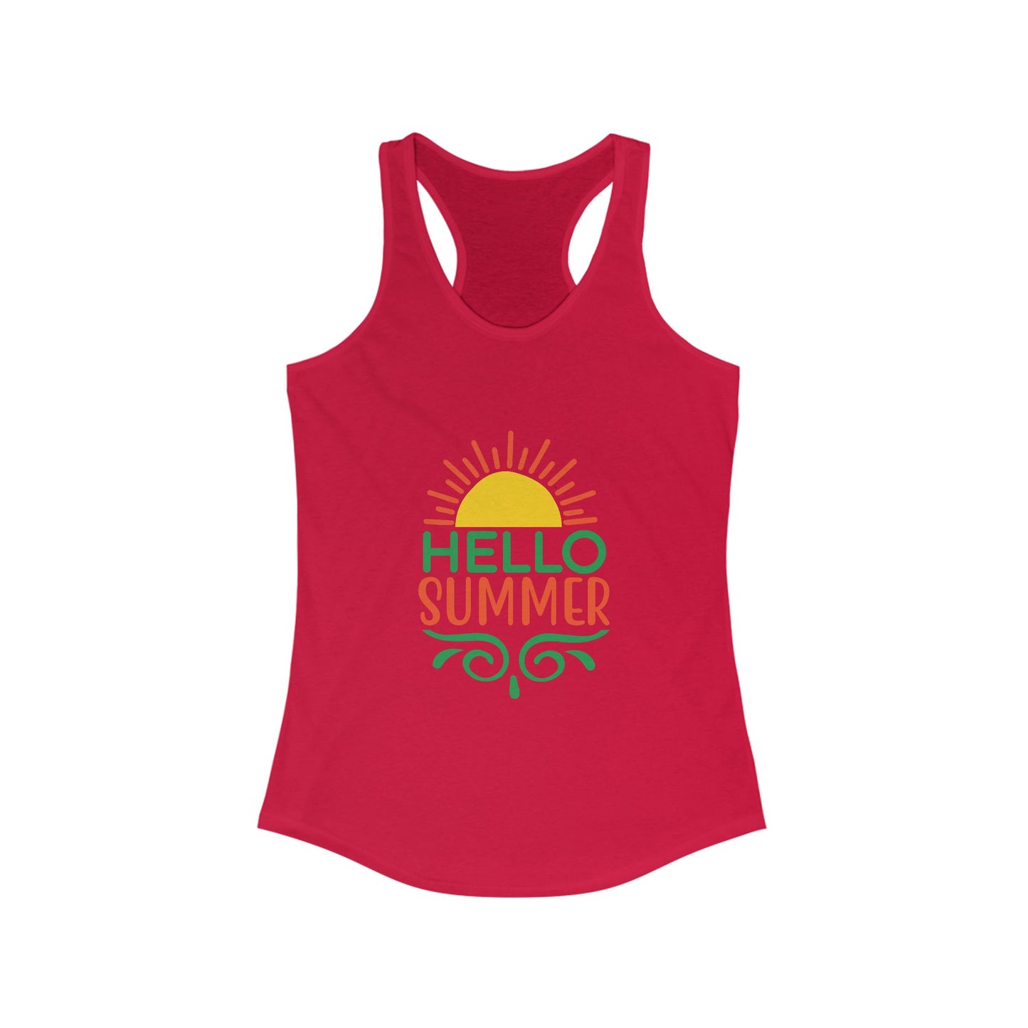 Hello Summer Women's Racerback Tank Top, Summer Vibes, Beachwear, Pool Party, Gift for Her, Vacation Style