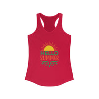 Hello Summer Women's Racerback Tank Top, Summer Vibes, Beachwear, Pool Party, Gift for Her, Vacation Style