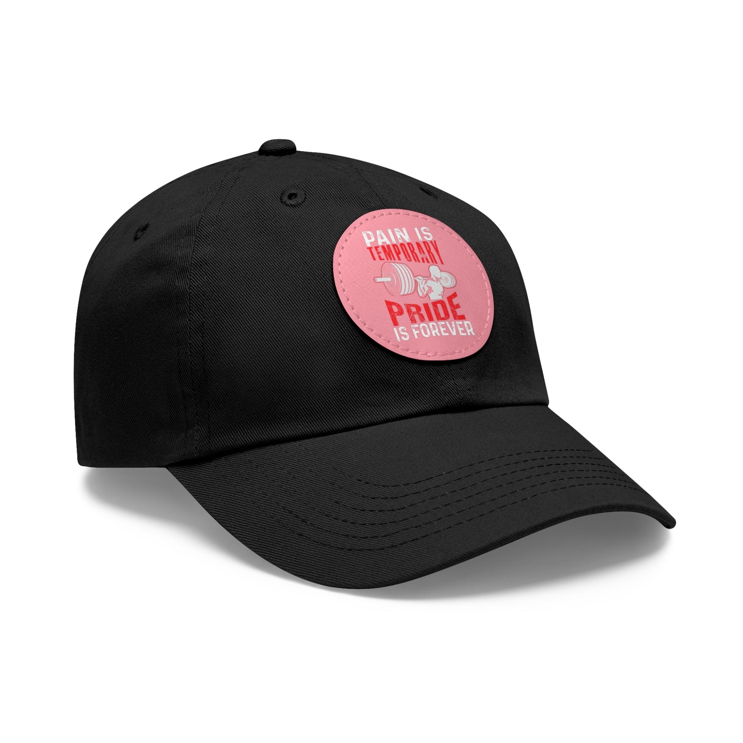 Dad Hat, Workout Cap with Leather Patch - Gym Pride, Motivational Fitness Gift - Round Brim Baseball Cap, Sport Headwear,