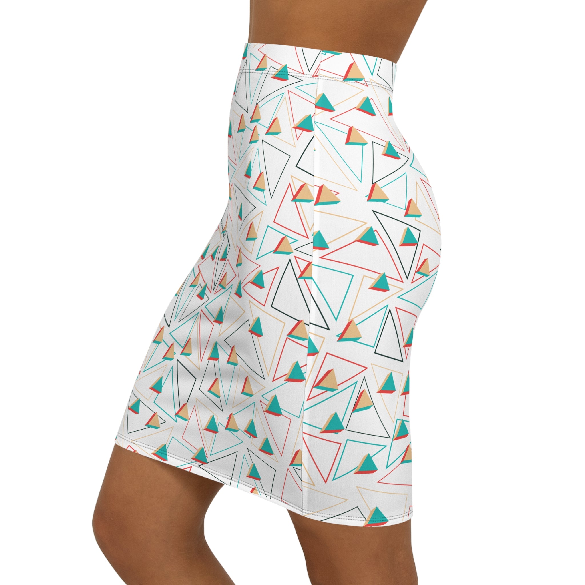 Geometric Print Women's Mid-Waist Pencil Skirt - Stylish & Versatile Fashion
