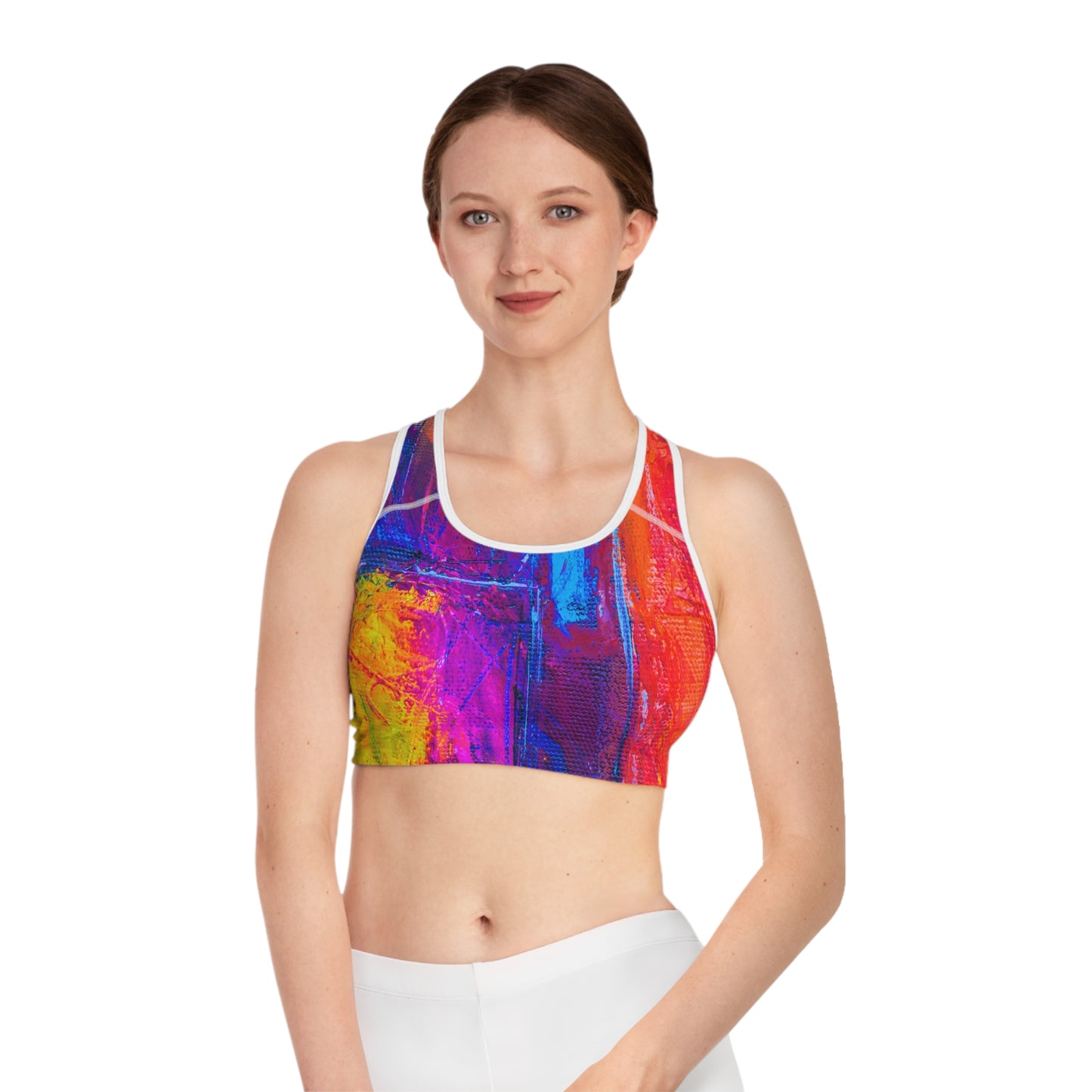 Vibrant Abstract Sports Bra for Active Lifestyle