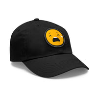 Emotional Dad Hat with Leather Patch - Sad Emoji Cap for Everyday Wear