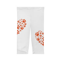 Cute Pet Lover Women’s Capri Leggings with Heart Design