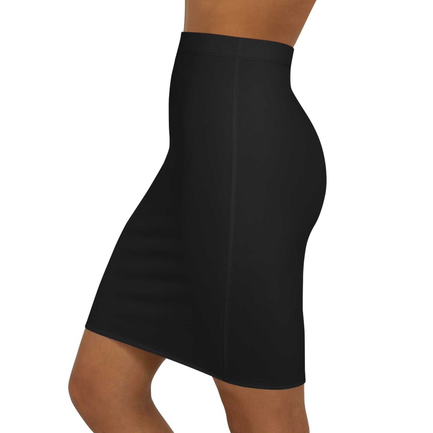 Chic Women's Mid-Waist Pencil Skirt - Elegant Black Office Wear