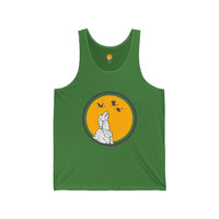 Unisex Jersey Tank - Howling Dog & Birds Design