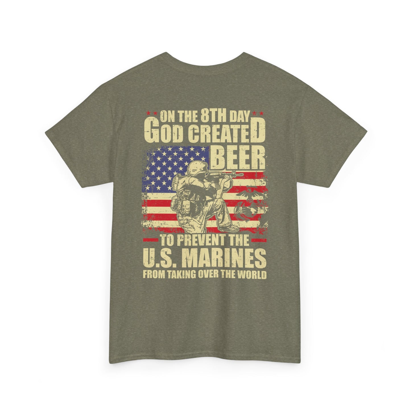 God Created Beer Unisex Heavy Cotton Tee, Fun Patriotic Shirt, Gift for Beer Lovers, US Marines Support, July 4th Celebration