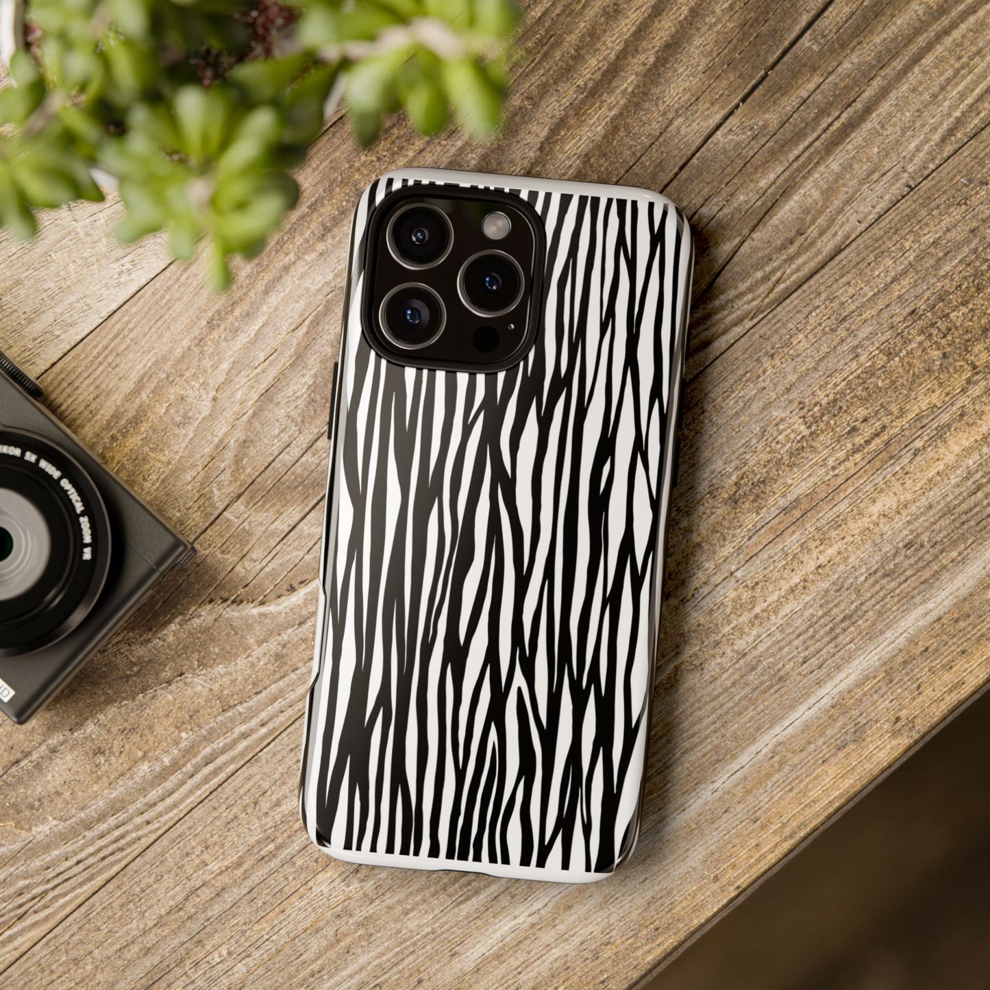 Tough Cases: Stylish Black and White Zebra Print Phone Case