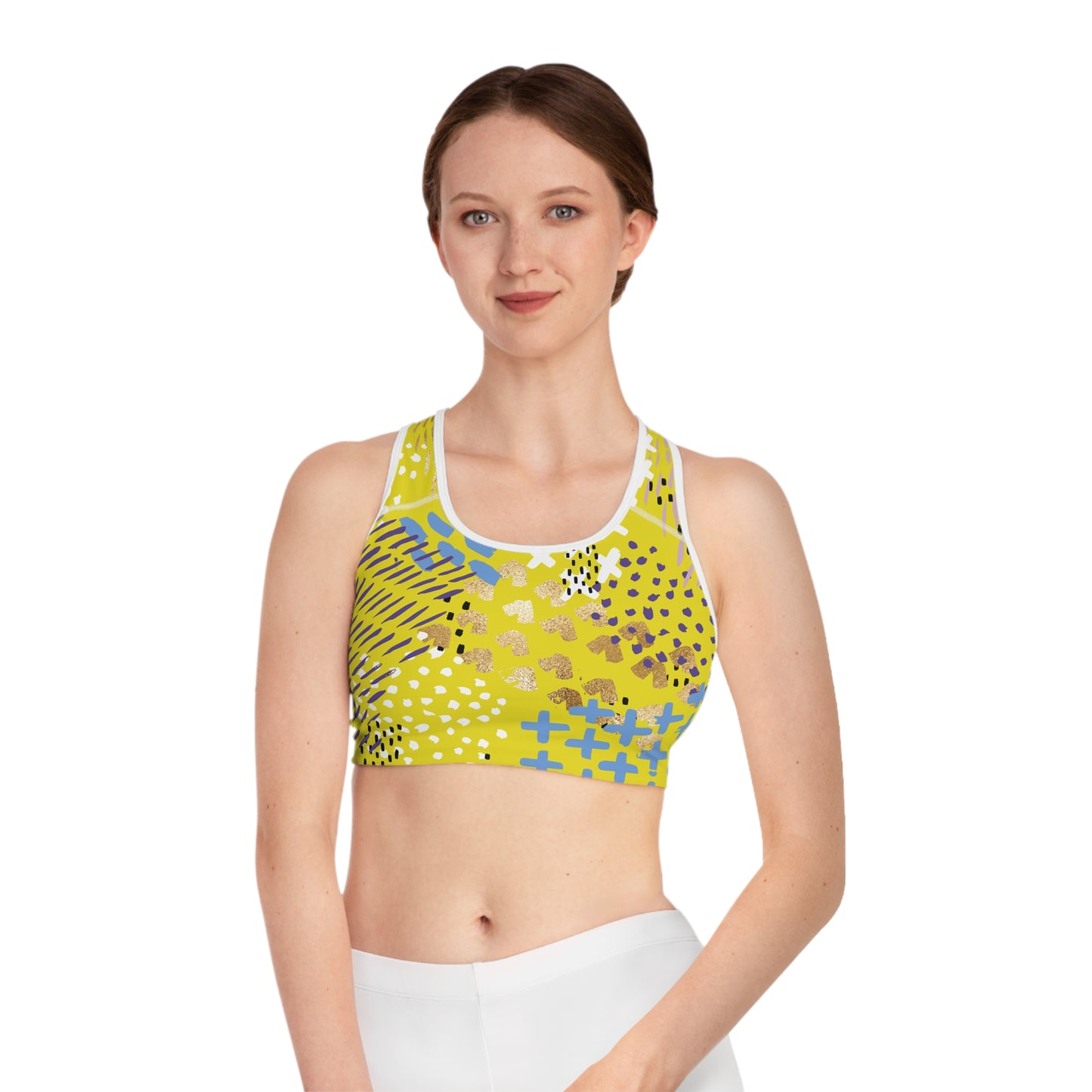 Vibrant Patterned Sports Bra for Active Women