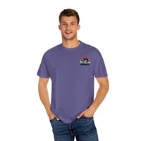 Chill Vibes Unisex Garment-Dyed T-Shirt - Retro Sloth & Sunset Design