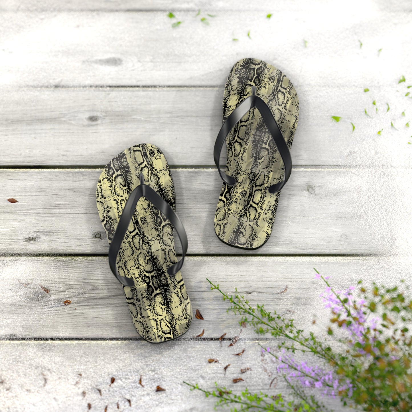 Snakeskin Flip Flops - Trendy Summer Footwear for Beach Days