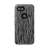 Stylish Tough Phone Case - Black and Gray Striped Design