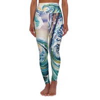 Ocean's Breath High Waisted Yoga Leggings - Stylish Workout Wear for Beach Lovers