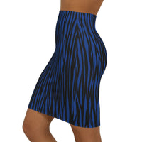 Blue Tiger Stripe Women's Midi Pencil Skirt - Stylish and Chic for Every Occasion