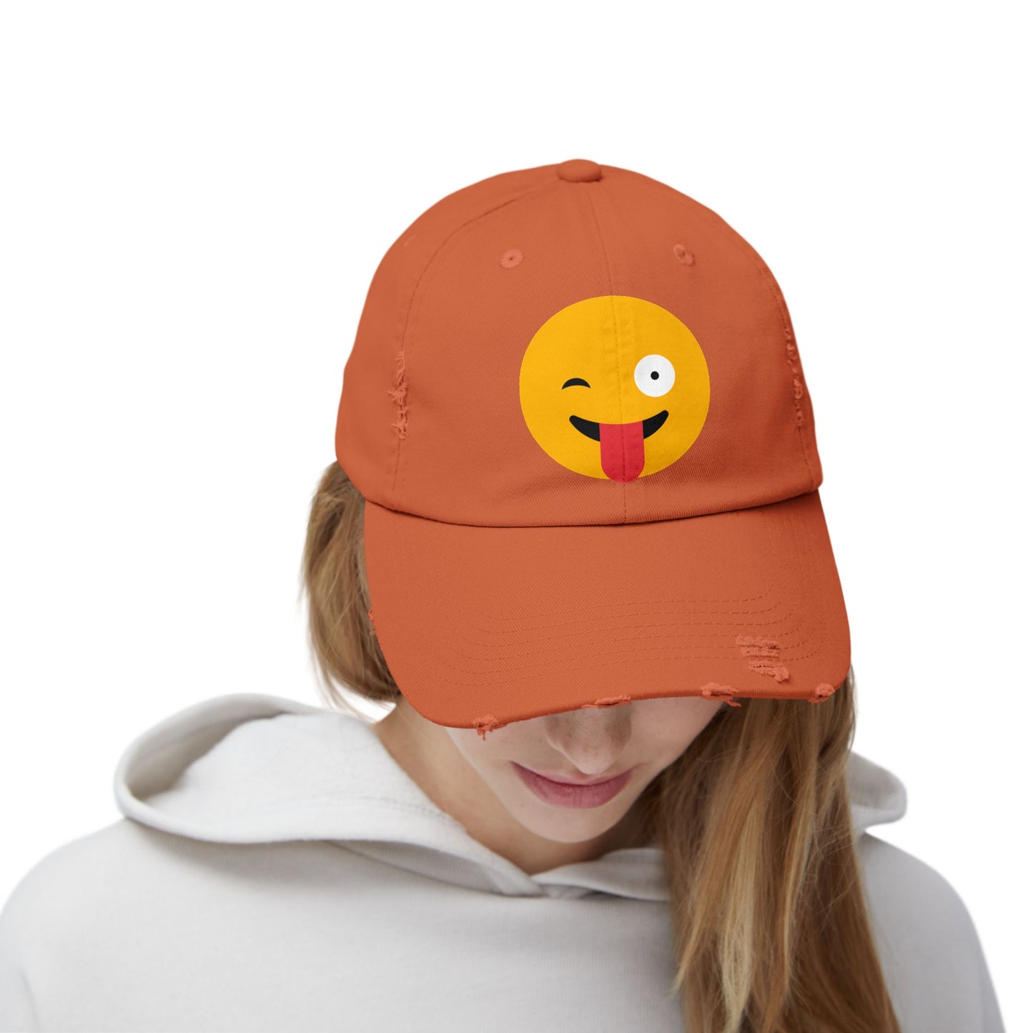 Funny Emoji Distressed Cap for Casual Wear