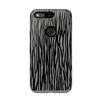 Stylish Tough Phone Case - Black and Gray Striped Design
