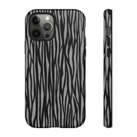 Stylish Tough Phone Case - Black and Gray Striped Design