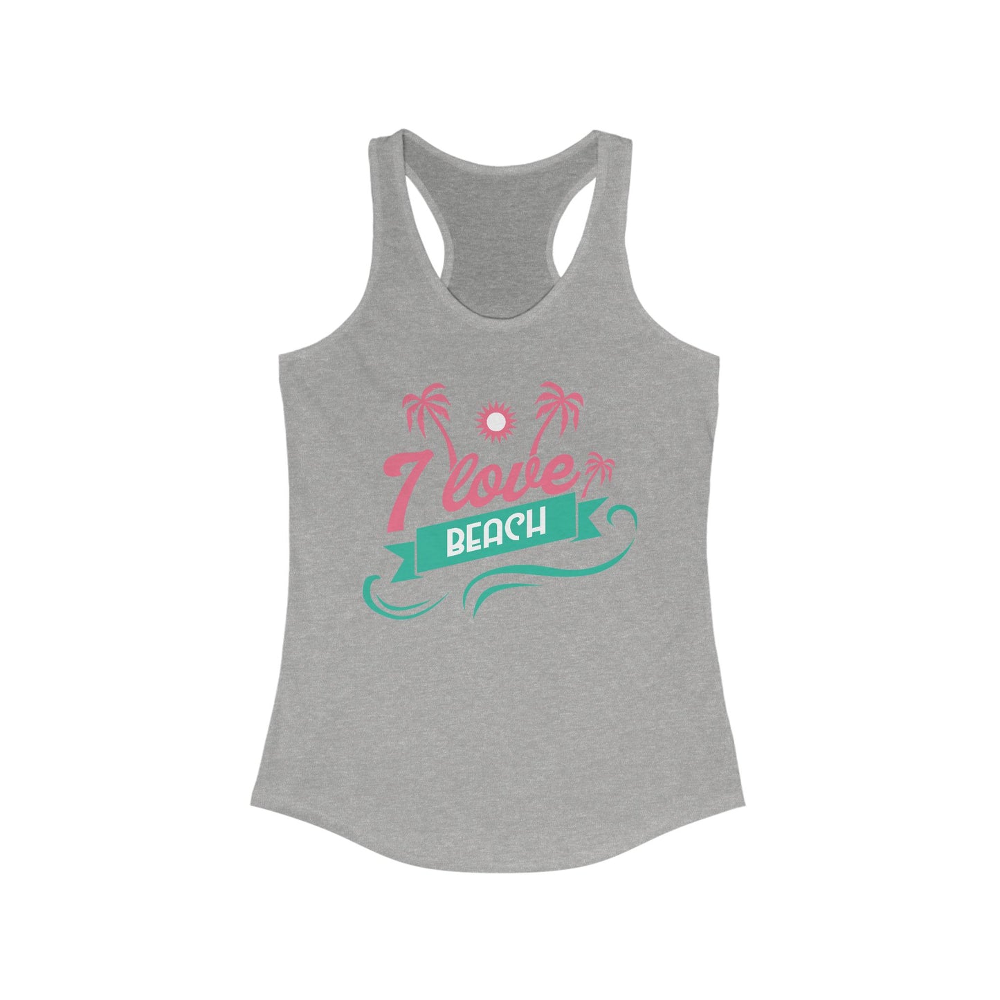 I Love Beach Racerback Tank Top, Summer Apparel, Vacation Clothing, Beach Lover Gift, Tropical Shirt, Outdoor Activity