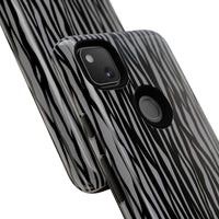 Stylish Tough Phone Case - Black and Gray Striped Design