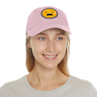 Emotional Dad Hat with Leather Patch - Sad Emoji Cap for Everyday Wear