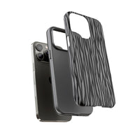 Stylish Tough Phone Case - Black and Gray Striped Design
