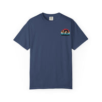 Chill Vibes Unisex Garment-Dyed T-Shirt - Retro Sloth & Sunset Design