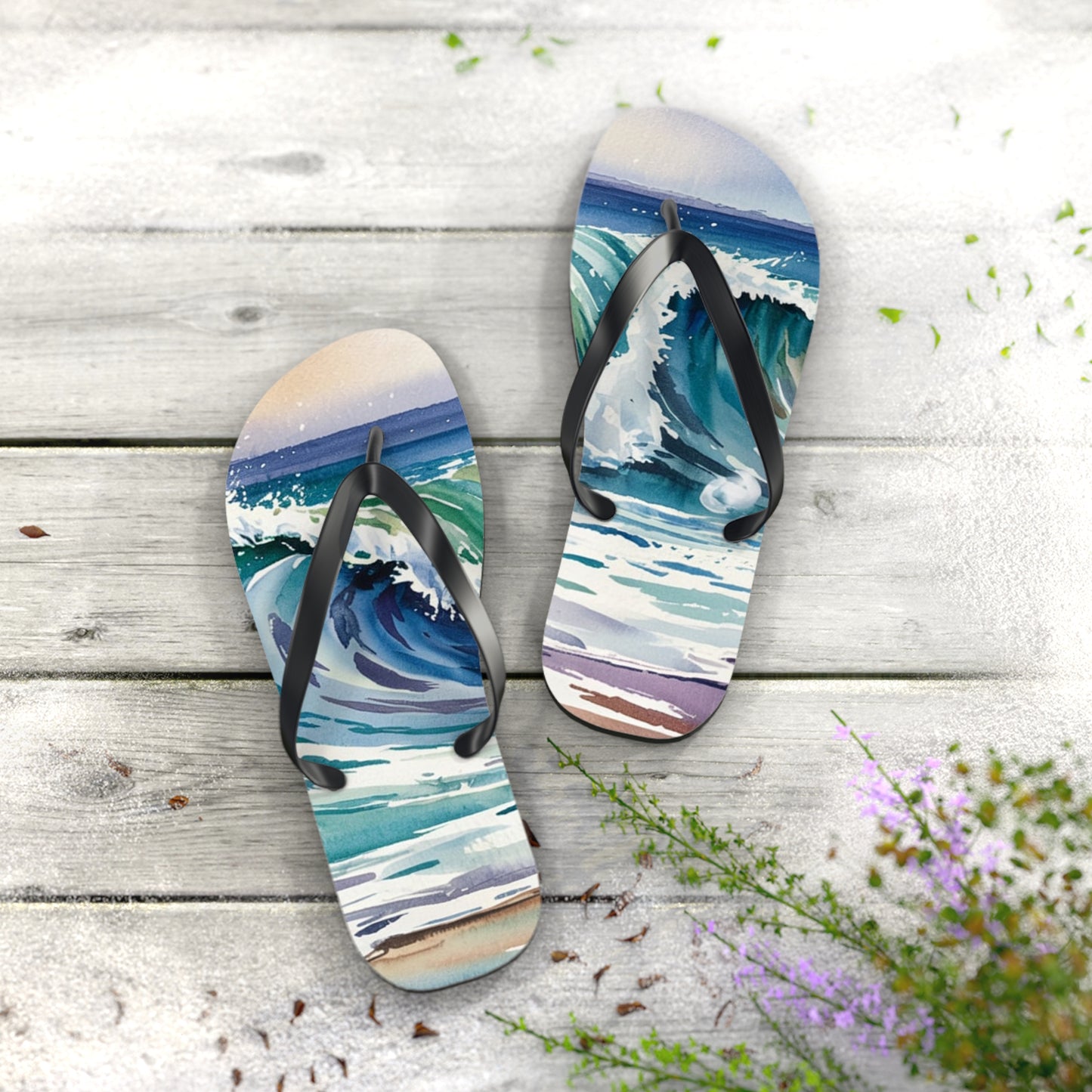 Ocean Wave Flip Flops - Summer Beach Footwear
