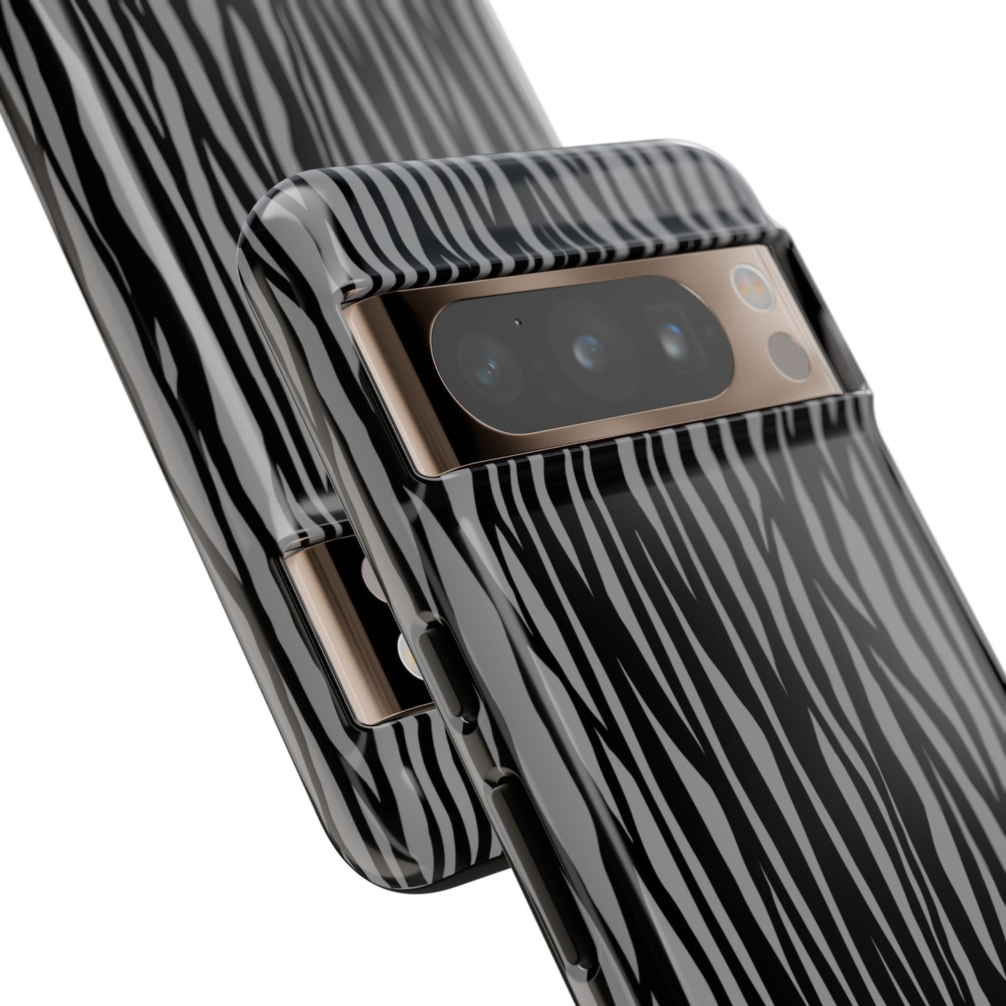 Stylish Tough Phone Case - Black and Gray Striped Design