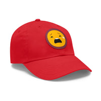 Emotional Dad Hat with Leather Patch - Sad Emoji Cap for Everyday Wear