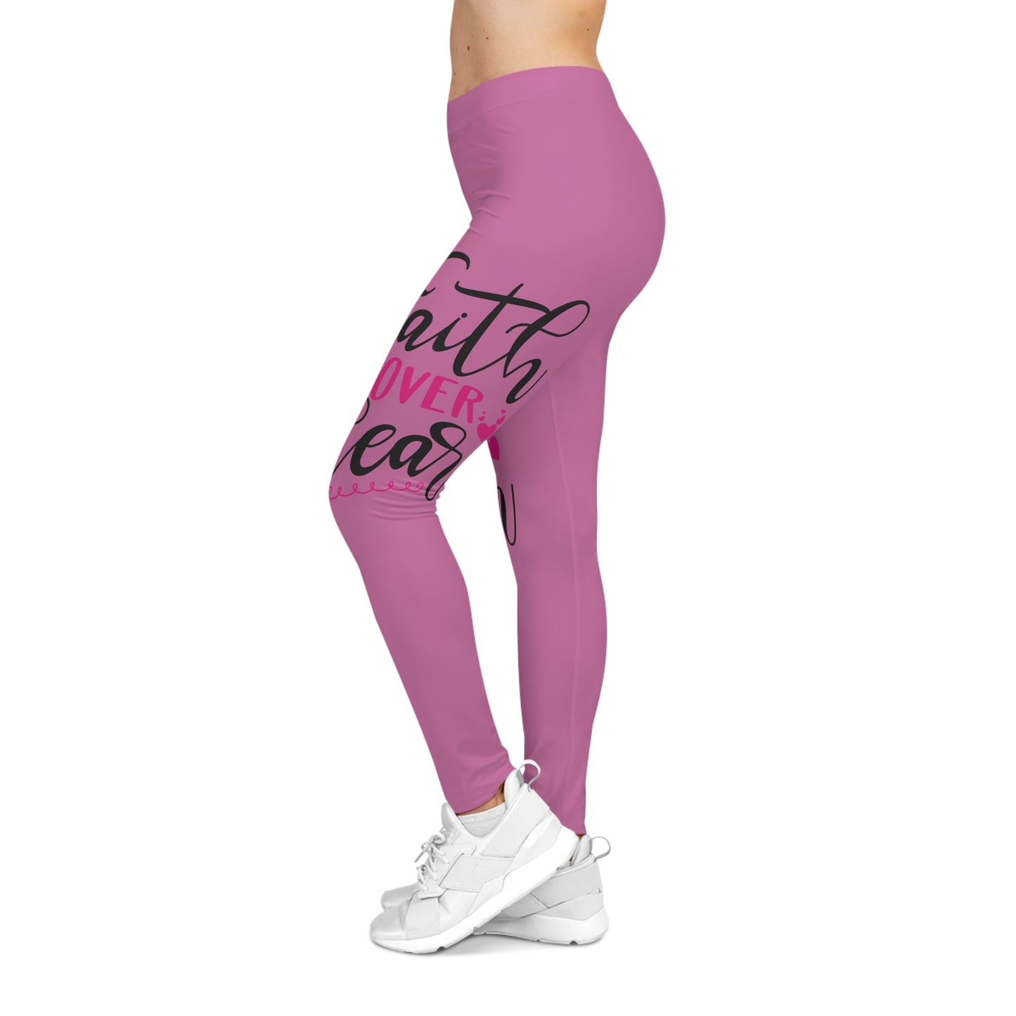 Empowering Women's Leggings - Faith Over Fear, Pink Motivational Activewear, Workout Gear, Gift for Her, Fitness Leggings, [...]