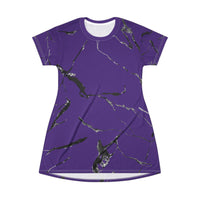 Elegant Purple Marble T-Shirt Dress, Casual Wear, Summer Fashion, Daily Outfits, Gift for Her, Vacation Style, Party Dress
