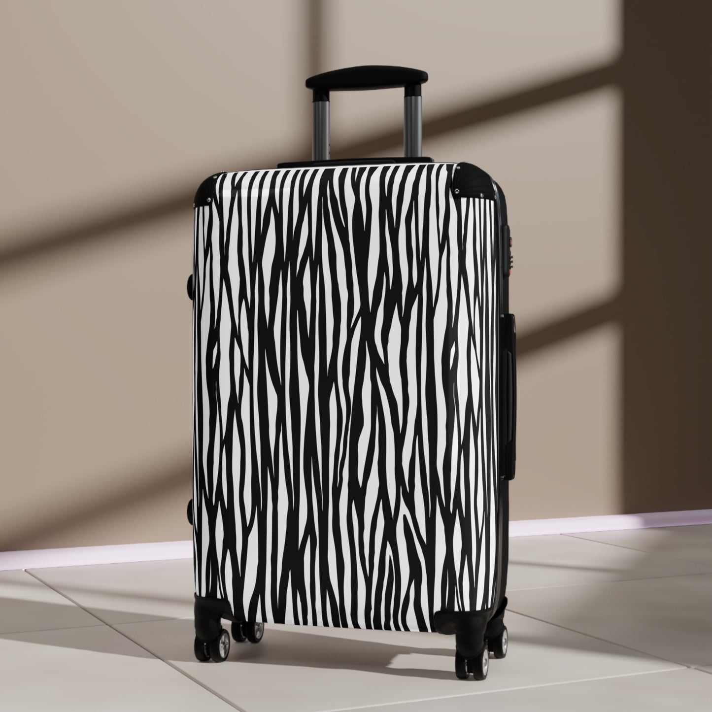 Modern Zebra Print Suitcase - Stylish Luggage for Travel Enthusiasts