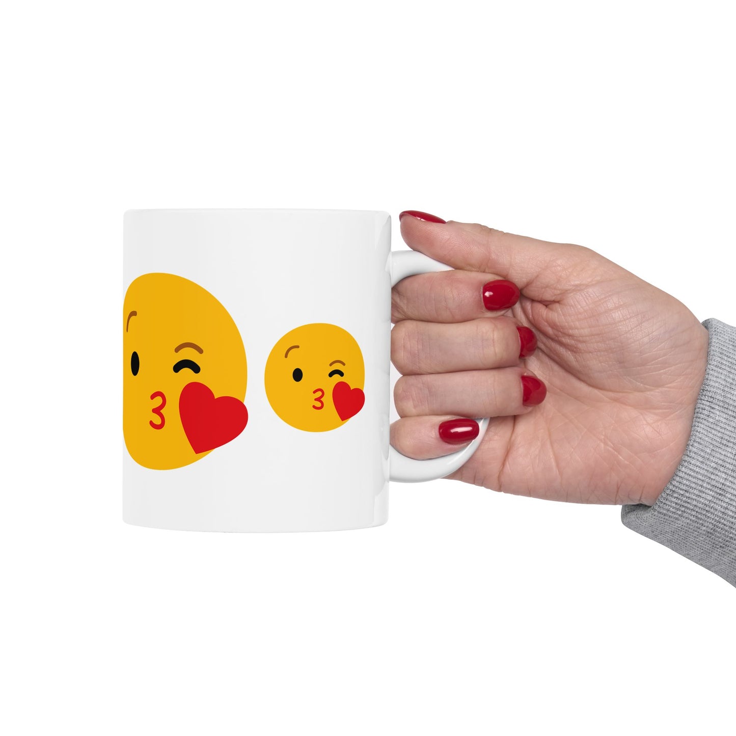Kiss Emoji Ceramic Mug | Cute 11oz & 15oz Coffee Cup for Love & Friendship