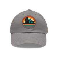 Cats and Sunset Dad Hat - Vintage Leather Patch Cap