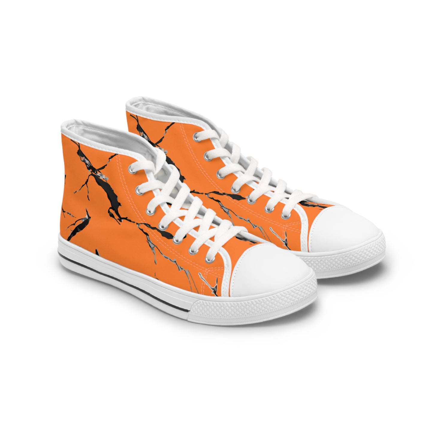 Stylish Orange Marble High Top Sneakers for Women