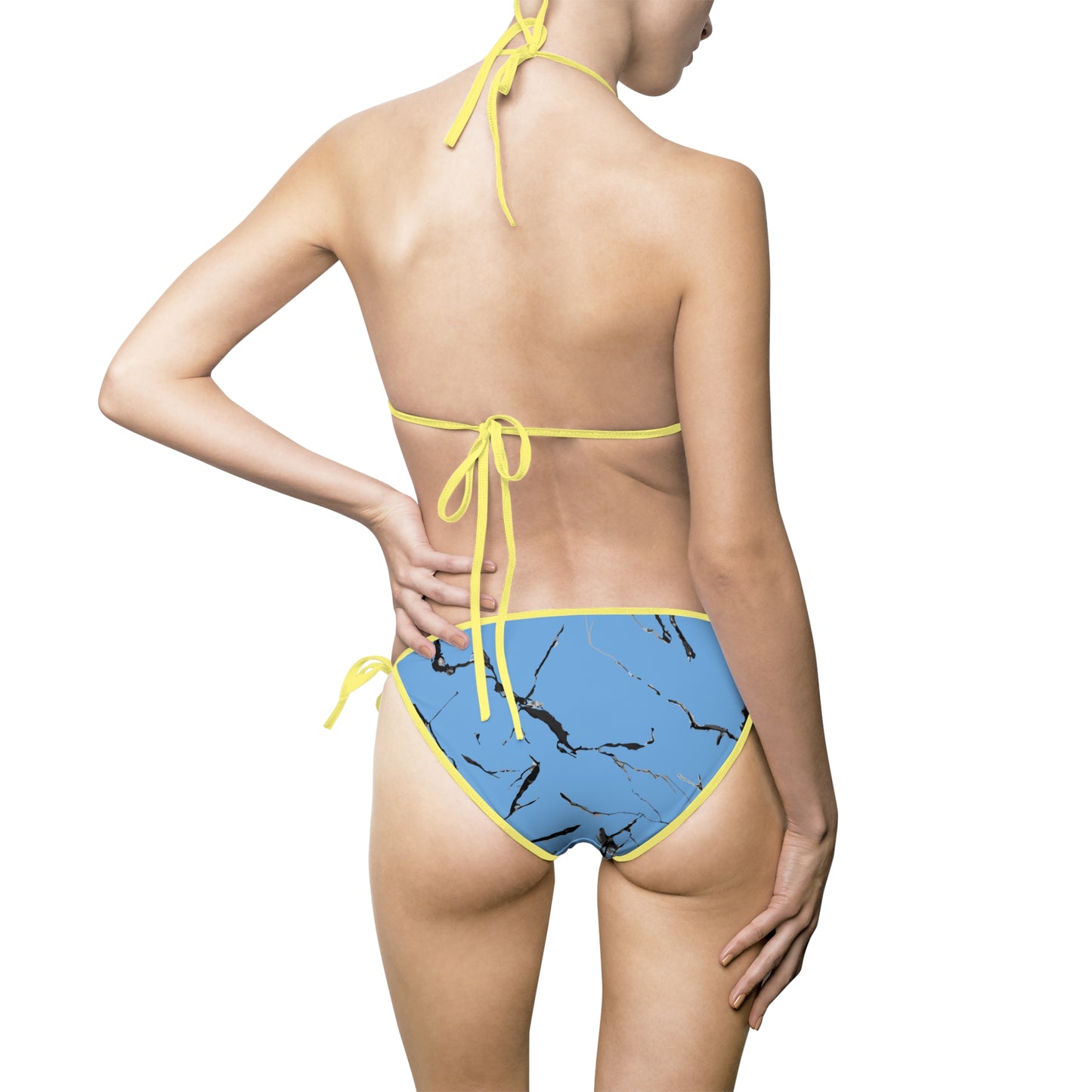 Blue Marble Print Women's Bikini Swimsuit - Perfect for Summer & Beach Getaways