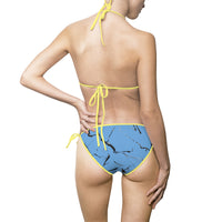 Blue Marble Print Women's Bikini Swimsuit - Perfect for Summer & Beach Getaways
