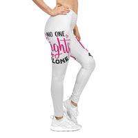 Empowering Women's Leggings - No One Fights Alone, Athletic Wear, Casual Tights, Fitness Apparel, Supportive Fashion
