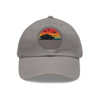 Retro Sunset Dad Hat with Leather Patch