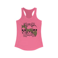 Leopard Print Skull Women's Racerback Tank - Trendy Summer Top