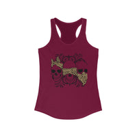 Leopard Print Skull Women's Racerback Tank - Trendy Summer Top