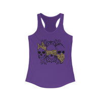 Leopard Print Skull Women's Racerback Tank - Trendy Summer Top