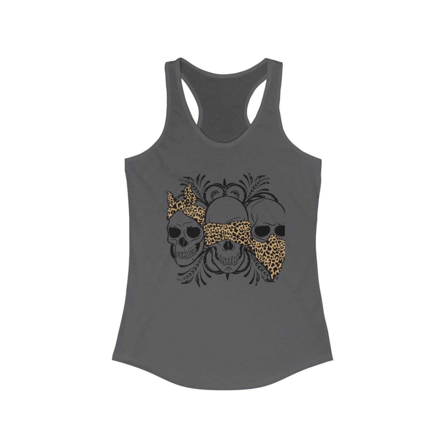 Leopard Print Skull Women's Racerback Tank - Trendy Summer Top