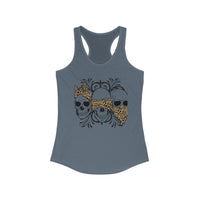 Leopard Print Skull Women's Racerback Tank - Trendy Summer Top