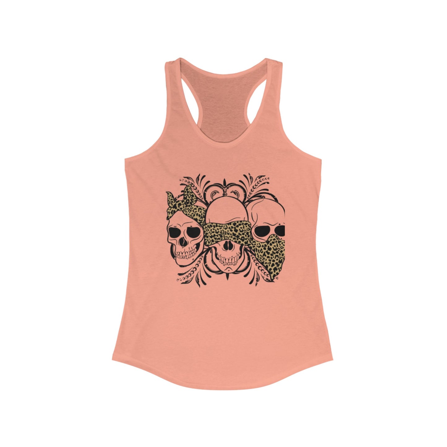 Leopard Print Skull Women's Racerback Tank - Trendy Summer Top