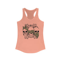Leopard Print Skull Women's Racerback Tank - Trendy Summer Top